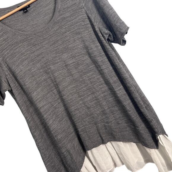 torrid Tops - Torrid Women’s L (0) Gray Layered Hem Sweater Knit Short Sleeve Scoop Neck Top